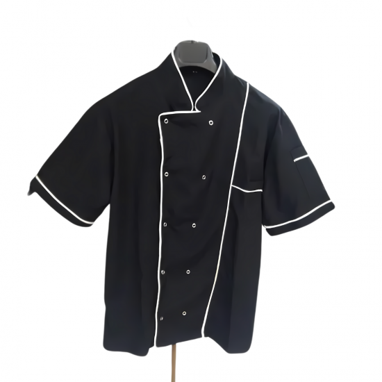 Siyah Kısa Kol Şef Aşçı Ceketi/ Aşçı Gömleği